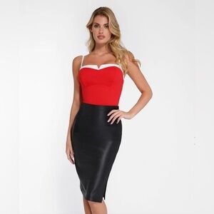 Popilush Shapewear Bodysuit Contrast Bra Strap Tummy Control Sculpting size M